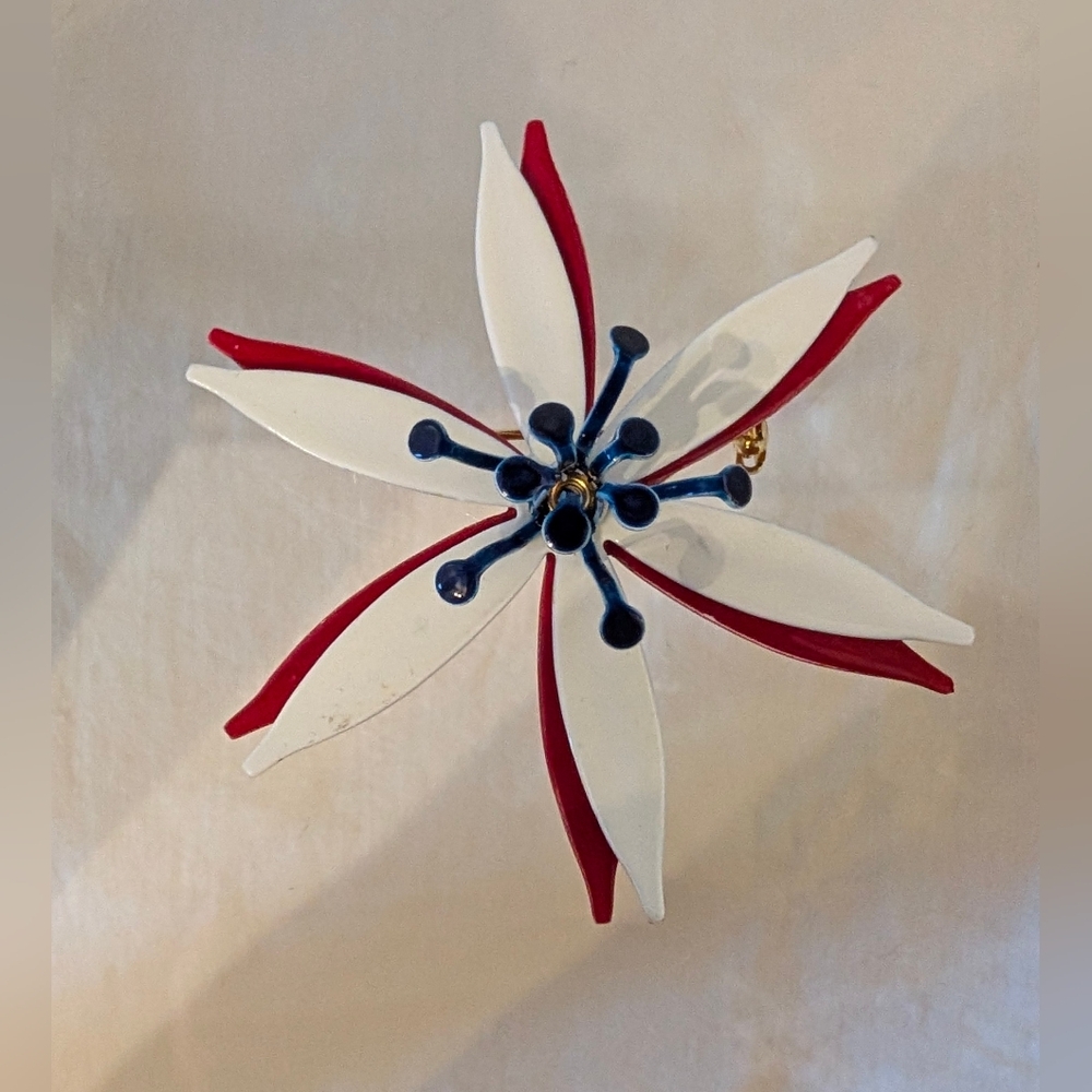 Flower Brooch, Starburst Flower Brooch, Hippie Accessory, 60's- 70's